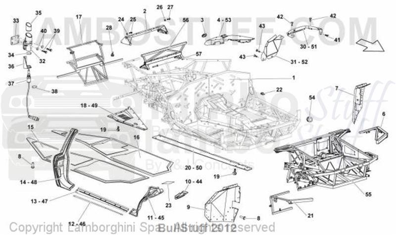 2007 Lamborghini MURCIELAGO LP 640 COUPE ENGLAND FRAME ELEMENTS (825.01.00)